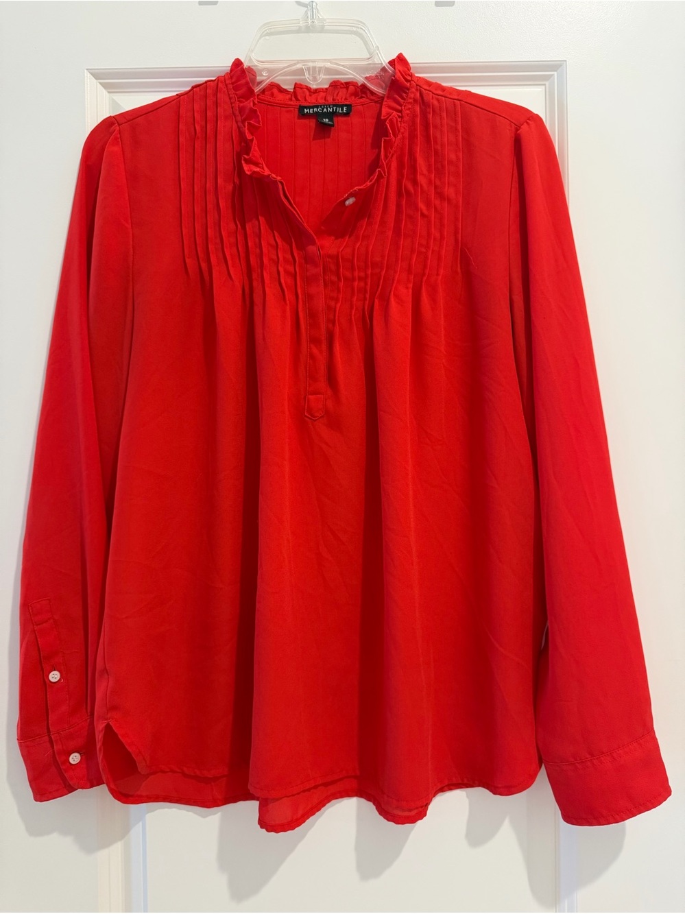 J Crew Mercantile Red Pintuck Red Blouse